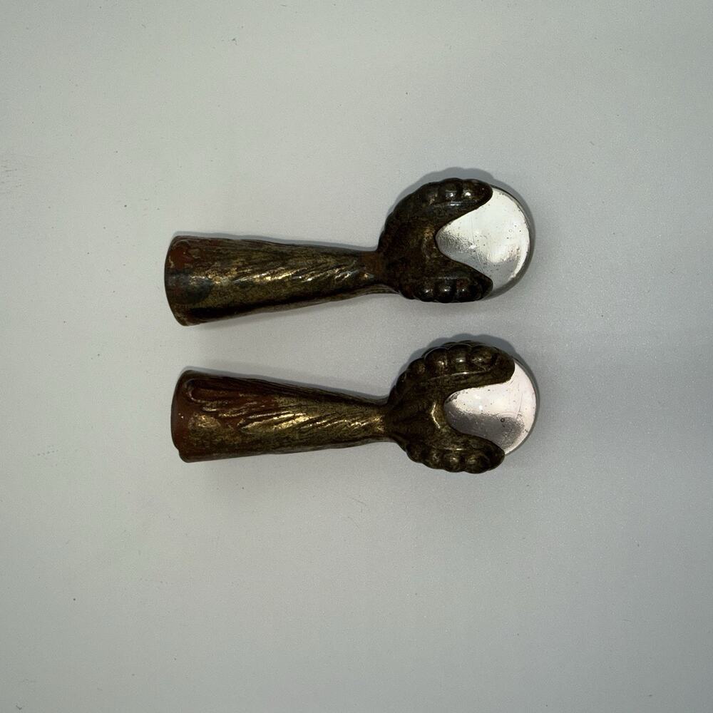 Vintage Cast Metal Eagle Claw Ball Furniture Feet Set of 2 Ornate